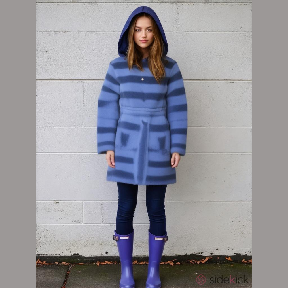 Helly Hansen Blue Striped Hooded Coat